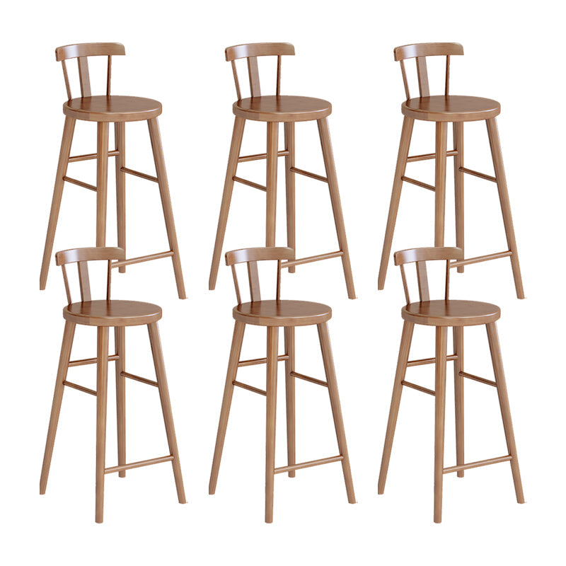 Brown Counter Height Stools Solid Wood Counter Bar Stool for Restaurant 6 Piece Set Low Back Clearhalo 'Bar Furniture' 'Bar Stools' 'bar_stools' 'furn' 'furn_bar_stools' 'Furniture' 'Kitchen & Dining Furniture' 6870307