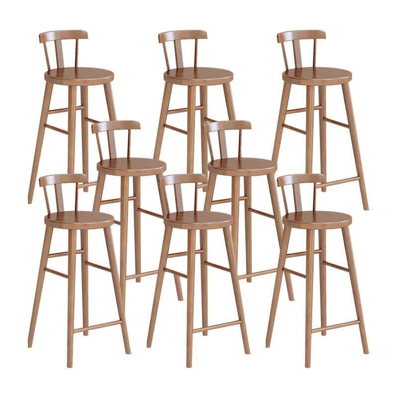 Brown Counter Height Stools Solid Wood Counter Bar Stool for Restaurant 8 Piece Set Low Back Clearhalo 'Bar Furniture' 'Bar Stools' 'bar_stools' 'furn' 'furn_bar_stools' 'Furniture' 'Kitchen & Dining Furniture' 6870309