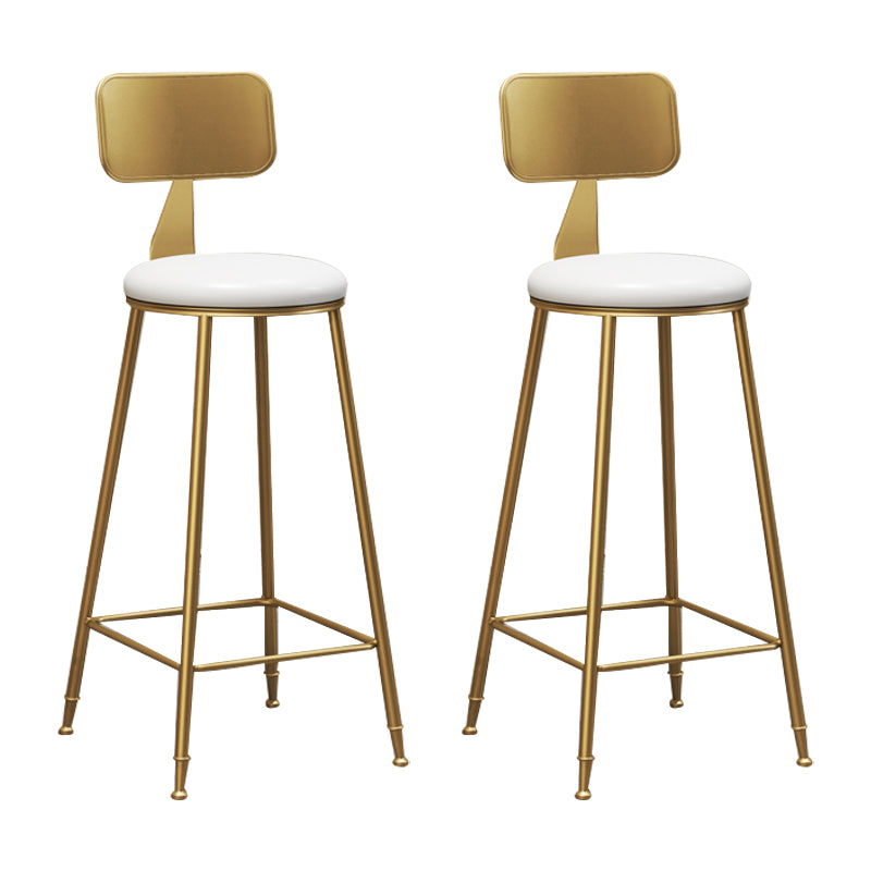 Glam Counter Bar Stool Low Back Counter Height Stools for Bristol White-Gold 2 Piece Set Clearhalo 'Bar Furniture' 'Bar Stools' 'bar_stools' 'furn' 'furn_bar_stools' 'Furniture' 'Kitchen & Dining Furniture' 6870414