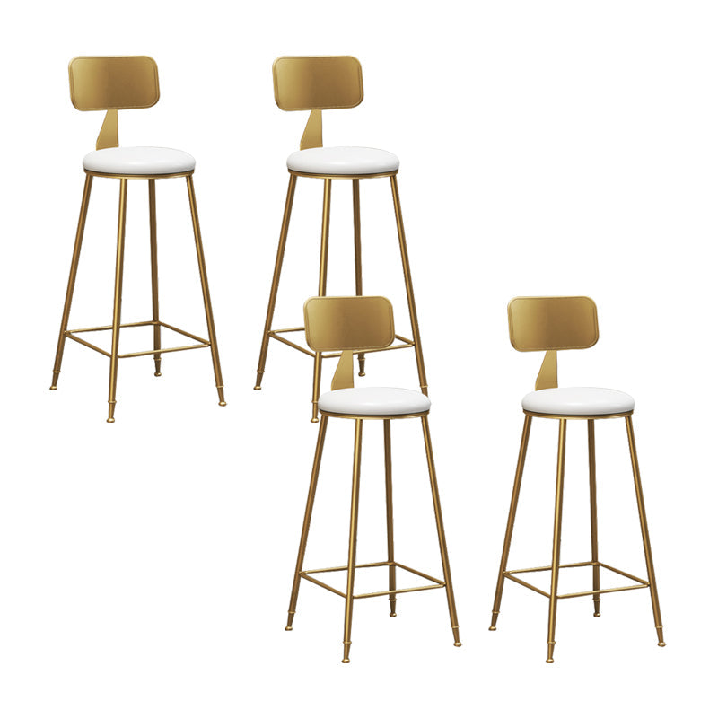 Glam Counter Bar Stool Low Back Counter Height Stools for Bristol White-Gold 4 Piece Set Clearhalo 'Bar Furniture' 'Bar Stools' 'bar_stools' 'furn' 'furn_bar_stools' 'Furniture' 'Kitchen & Dining Furniture' 6870415