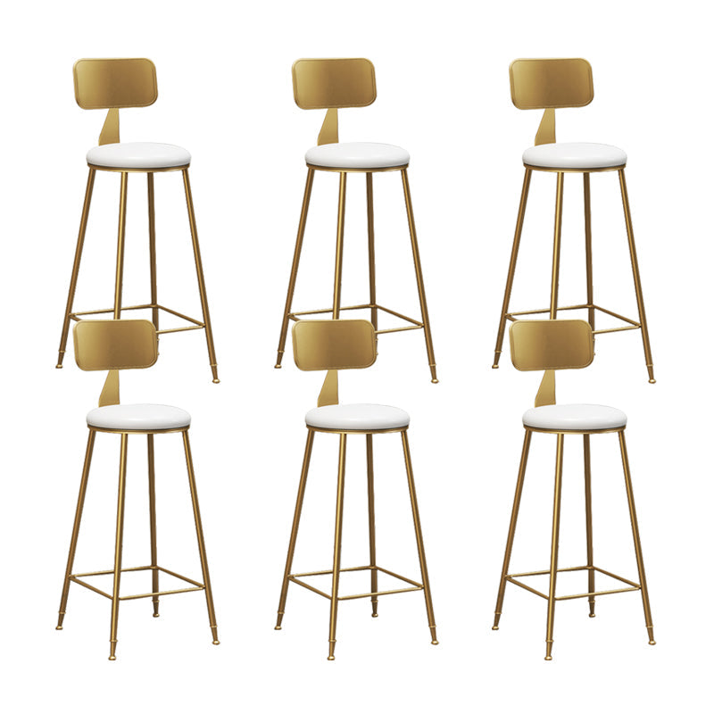 Glam Counter Bar Stool Low Back Counter Height Stools for Bristol White-Gold 6 Piece Set Clearhalo 'Bar Furniture' 'Bar Stools' 'bar_stools' 'furn' 'furn_bar_stools' 'Furniture' 'Kitchen & Dining Furniture' 6870416