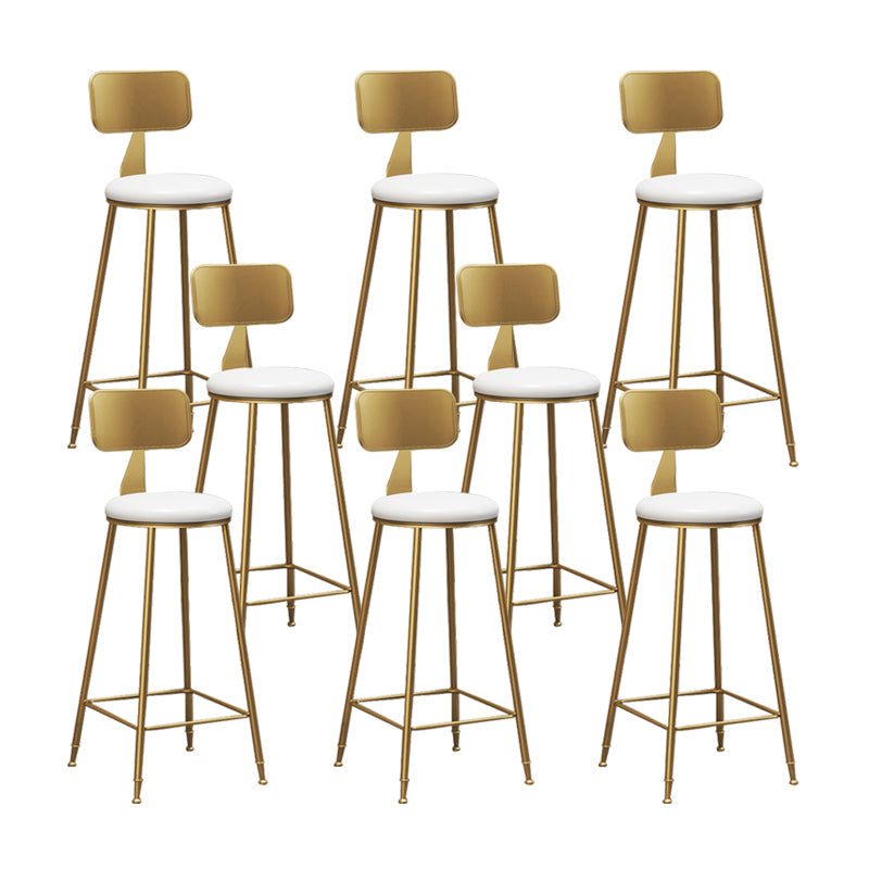 Glam Counter Bar Stool Low Back Counter Height Stools for Bristol White-Gold 8 Piece Set Clearhalo 'Bar Furniture' 'Bar Stools' 'bar_stools' 'furn' 'furn_bar_stools' 'Furniture' 'Kitchen & Dining Furniture' 6870417