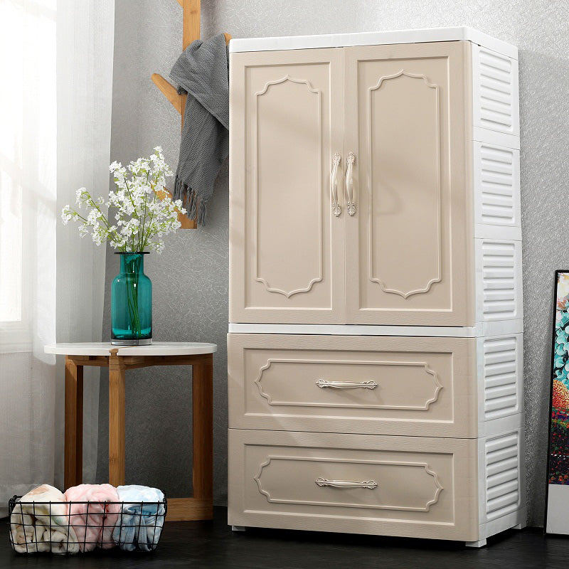 Contemporary Wardrobe Armoire with Drawer Plastic Wardrobe Cabinet Clearhalo 'Armoires & Wardrobes' 'armoires_wardrobes' 'Bedroom Furniture' 'furn' 'furn_armoires_wardrobes' 'Furniture' 6870440
