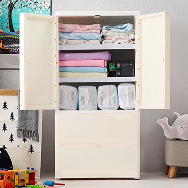 Contemporary Wardrobe Armoire with Drawer Plastic Wardrobe Cabinet 23"L x 16"W x 45"H Without Clothing Rod Clearhalo 'Armoires & Wardrobes' 'armoires_wardrobes' 'Bedroom Furniture' 'furn' 'furn_armoires_wardrobes' 'Furniture' 6870443