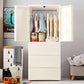 Contemporary Wardrobe Armoire with Drawer Plastic Wardrobe Cabinet 23"L x 16"W x 53"H With Clothing Rod Clearhalo 'Armoires & Wardrobes' 'armoires_wardrobes' 'Bedroom Furniture' 'furn' 'furn_armoires_wardrobes' 'Furniture' 6870444
