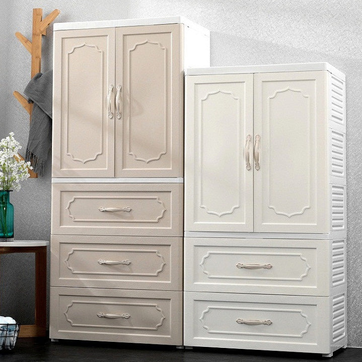 Contemporary Wardrobe Armoire with Drawer Plastic Wardrobe Cabinet Clearhalo 'Armoires & Wardrobes' 'armoires_wardrobes' 'Bedroom Furniture' 'furn' 'furn_armoires_wardrobes' 'Furniture' 6870445