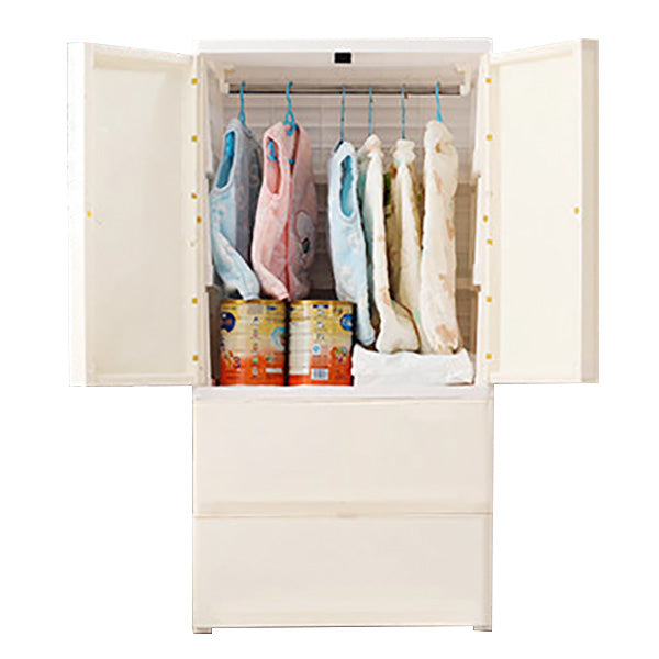 Contemporary Wardrobe Armoire with Drawer Plastic Wardrobe Cabinet Clearhalo 'Armoires & Wardrobes' 'armoires_wardrobes' 'Bedroom Furniture' 'furn' 'furn_armoires_wardrobes' 'Furniture' 6870449