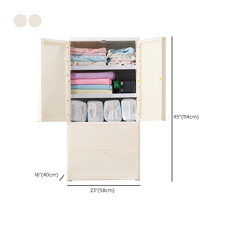 Contemporary Wardrobe Armoire with Drawer Plastic Wardrobe Cabinet Clearhalo 'Armoires & Wardrobes' 'armoires_wardrobes' 'Bedroom Furniture' 'furn' 'furn_armoires_wardrobes' 'Furniture' 6870459