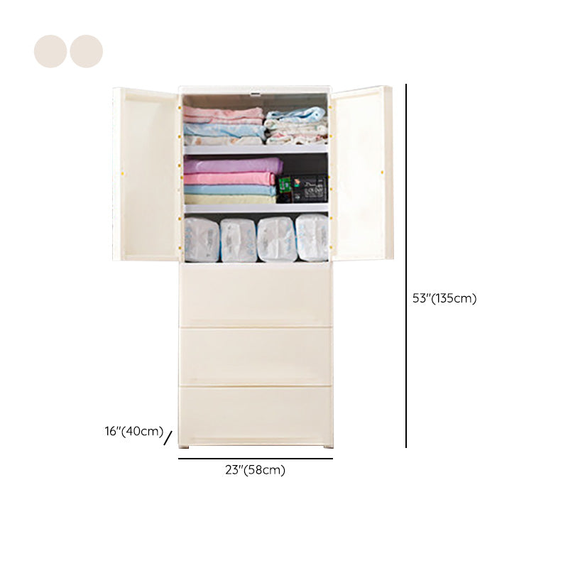 Contemporary Wardrobe Armoire with Drawer Plastic Wardrobe Cabinet Clearhalo 'Armoires & Wardrobes' 'armoires_wardrobes' 'Bedroom Furniture' 'furn' 'furn_armoires_wardrobes' 'Furniture' 6870461