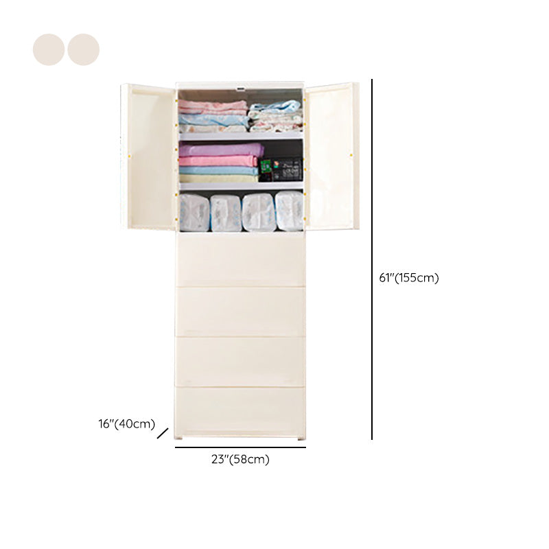 Contemporary Wardrobe Armoire with Drawer Plastic Wardrobe Cabinet Clearhalo 'Armoires & Wardrobes' 'armoires_wardrobes' 'Bedroom Furniture' 'furn' 'furn_armoires_wardrobes' 'Furniture' 6870463