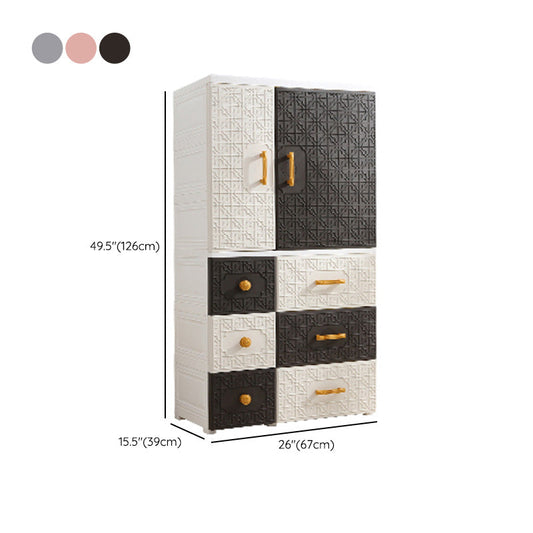 脚付きのヒンジ付きワードローブキャビネットホーム用プラスチックワードローブクローゼット