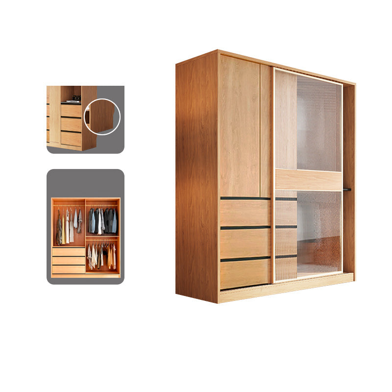 Engineered Wood Wardrobe Armoire with Drawer Modern Wardrobe Closet