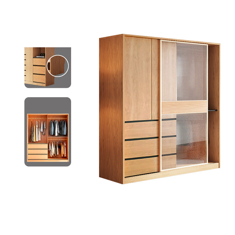 Engineered Wood Wardrobe Armoire with Drawer Modern Wardrobe Closet