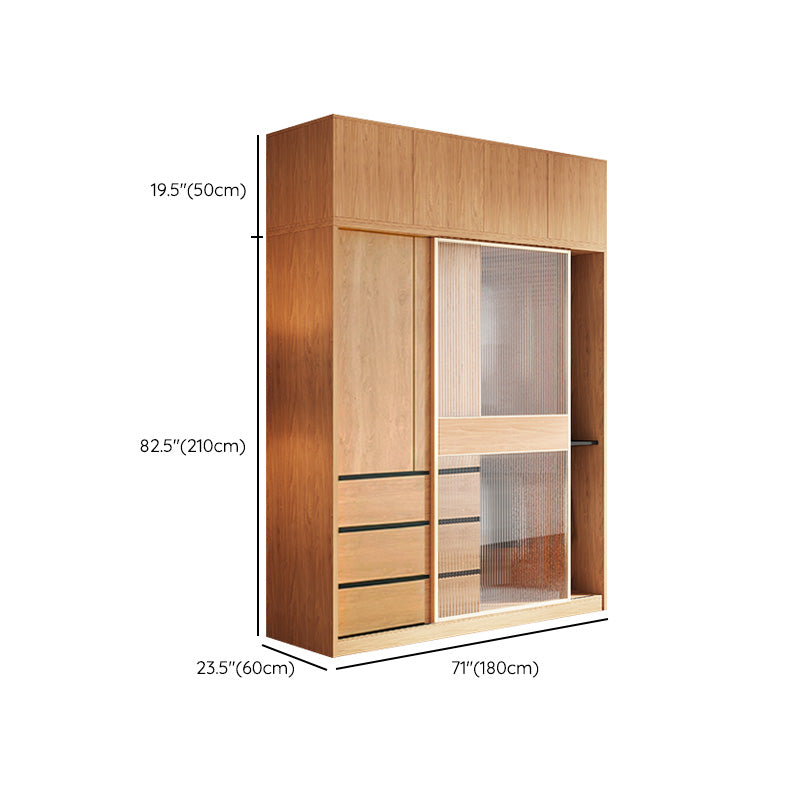 Engineered Wood Wardrobe Armoire with Drawer Modern Wardrobe Closet