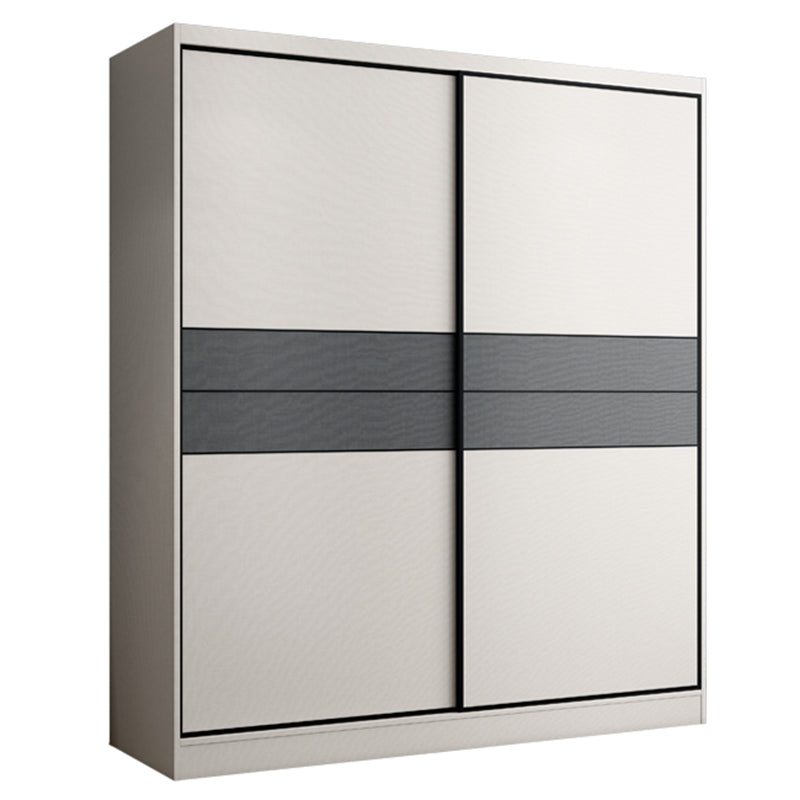 Armoire de garde-robe en bois coulissant à 2 portes Armoire de garde-robe autoportante moderne avec 2 tiroirs