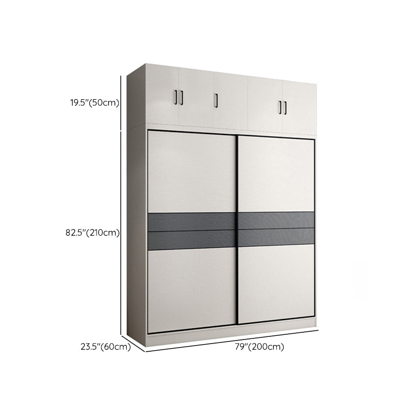 Armoire de garde-robe en bois coulissant à 2 portes Armoire de garde-robe autoportante moderne avec 2 tiroirs