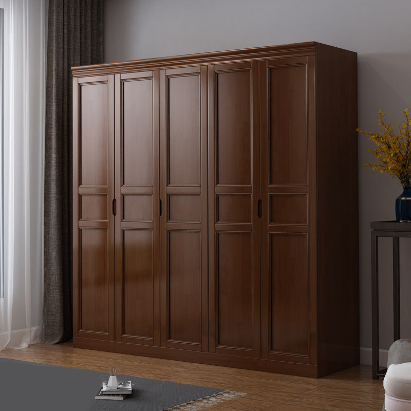 Matte Finish Rubberwood Cabinet Traditional Bedroom Storage Cabinet 79"L x 23"W x 81"H Brown-Black Clearhalo 'Armoires & Wardrobes' 'armoires_wardrobes' 'Bedroom Furniture' 'furn' 'furn_armoires_wardrobes' 'Furniture' 6870626