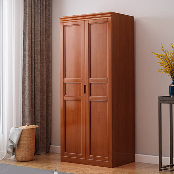Matte Finish Rubberwood Cabinet Traditional Bedroom Storage Cabinet 31"L x 23"W x 81"H Maroon Clearhalo 'Armoires & Wardrobes' 'armoires_wardrobes' 'Bedroom Furniture' 'furn' 'furn_armoires_wardrobes' 'Furniture' 6870627
