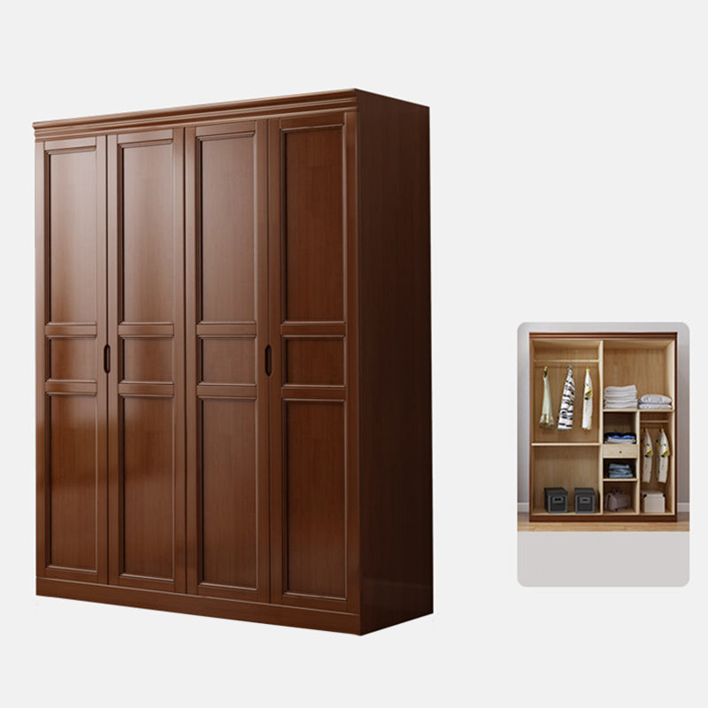 Matte Finish Rubberwood Cabinet Traditional Bedroom Storage Cabinet 63"L x 23"W x 81"H Brown-Black Clearhalo 'Armoires & Wardrobes' 'armoires_wardrobes' 'Bedroom Furniture' 'furn' 'furn_armoires_wardrobes' 'Furniture' 6870629