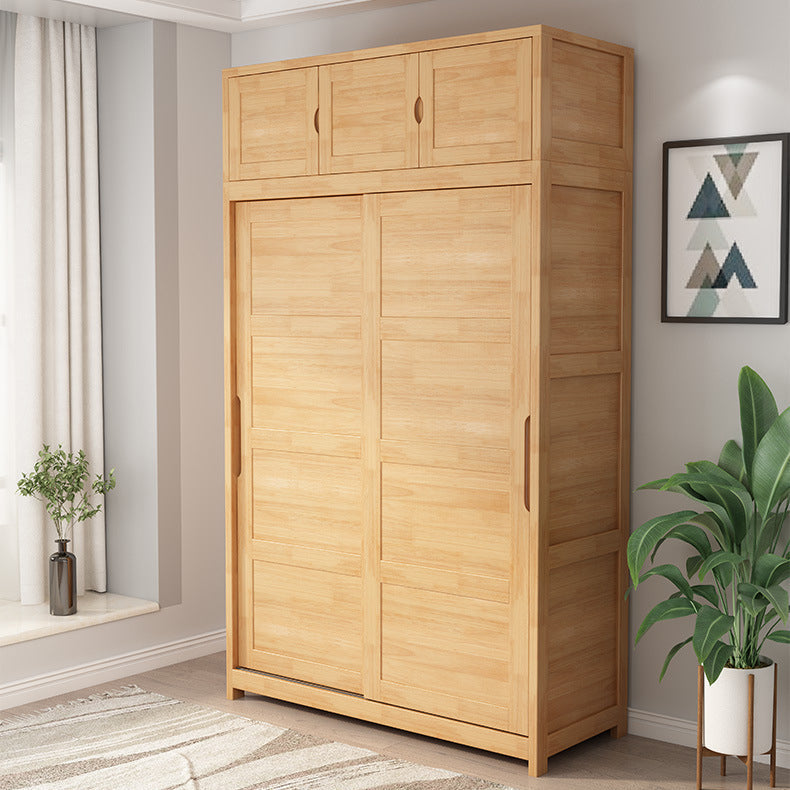 Contemporary Sliding Door Cabinet Rubberwood Storage Cabinet with Legs