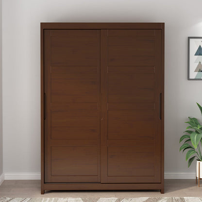 Contemporary Sliding Door Cabinet Rubberwood Storage Cabinet with Legs