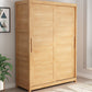 Contemporary Sliding Door Cabinet Rubberwood Storage Cabinet with Legs