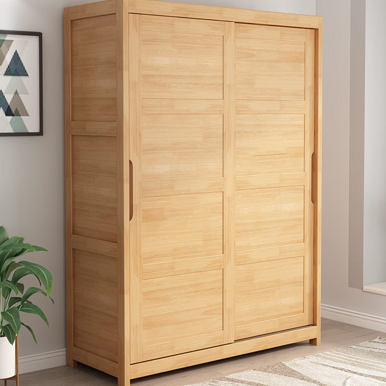 Contemporary Sliding Door Cabinet Rubberwood Storage Cabinet with Legs