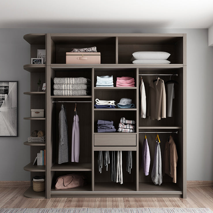 Grey Contemporary Storage Cabinet Faux Wood Cabinet with Sliding Doors