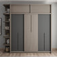 Grey Contemporary Storage Cabinet Faux Wood Cabinet with Sliding Doors