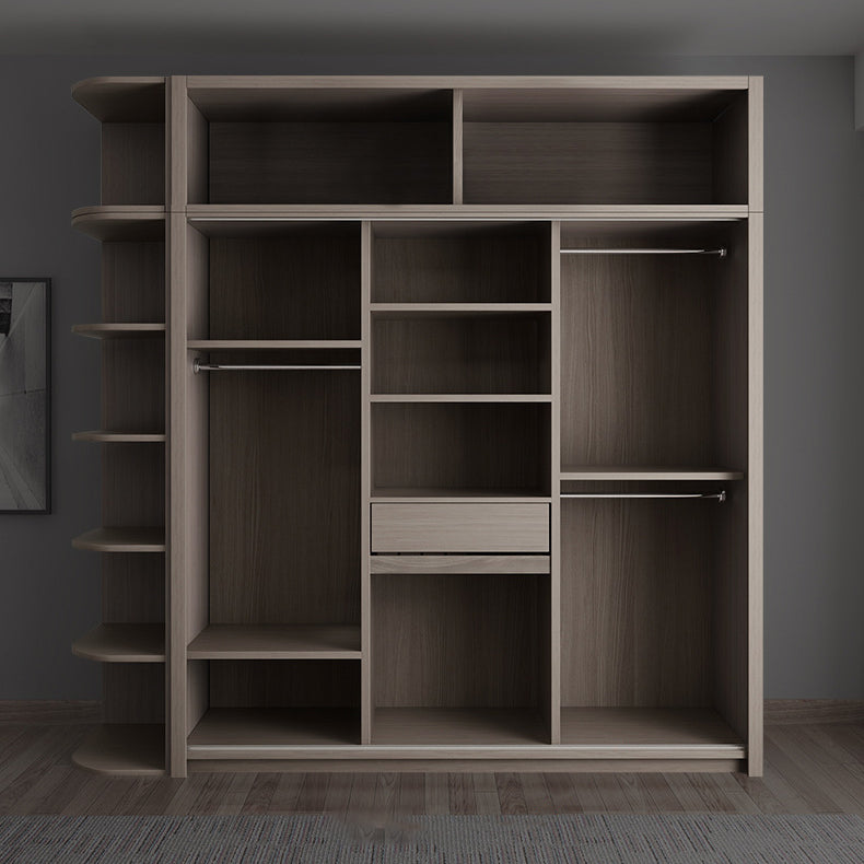 Grey Contemporary Storage Cabinet Faux Wood Cabinet with Sliding Doors
