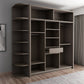 Grey Contemporary Storage Cabinet Faux Wood Cabinet with Sliding Doors