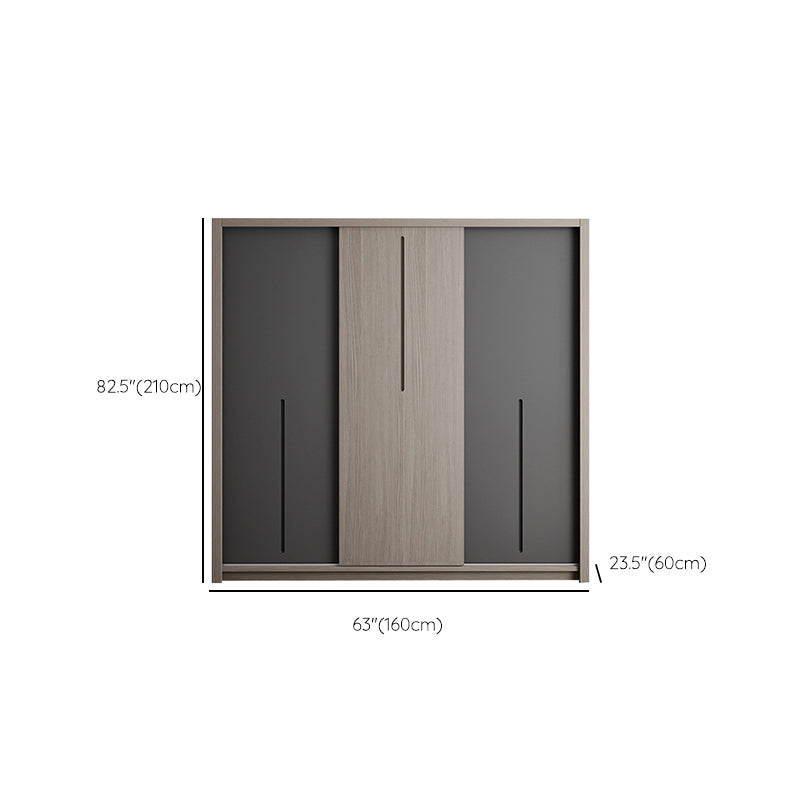 Grey Contemporary Storage Cabinet Faux Wood Cabinet with Sliding Doors