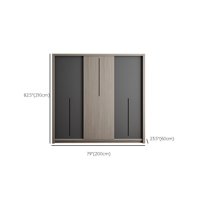 Grey Contemporary Storage Cabinet Faux Wood Cabinet with Sliding Doors