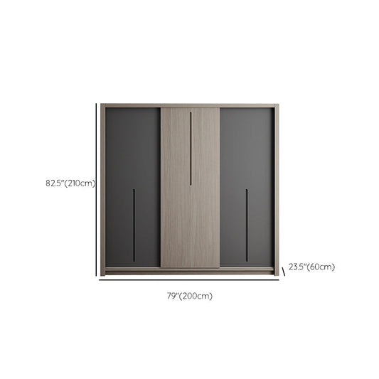 Grey Contemporary Storage Cabinet Faux Wood Cabinet with Sliding Doors