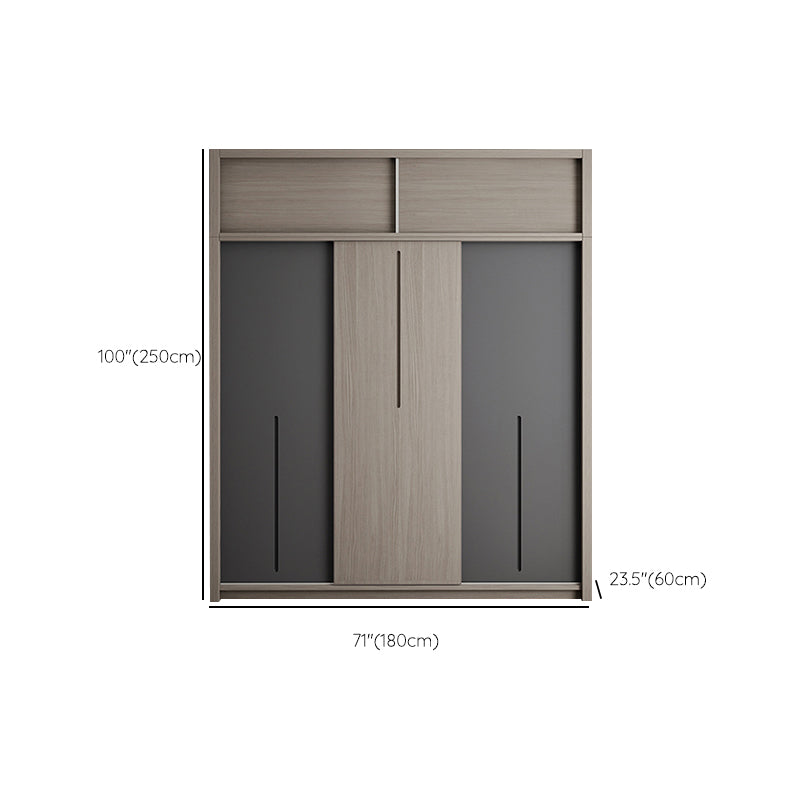 Grey Contemporary Storage Cabinet Faux Wood Cabinet with Sliding Doors