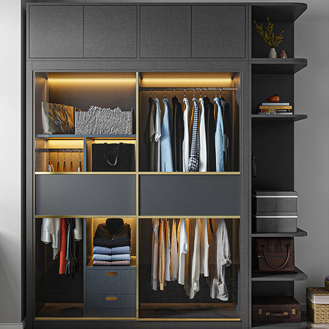 Mobile moderno mobile grigio mobile a specchio con porte di vetro