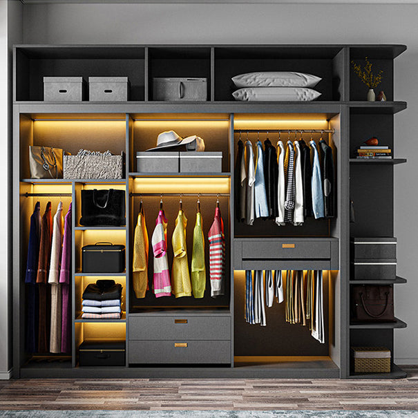 Mobile moderno mobile grigio mobile a specchio con porte di vetro