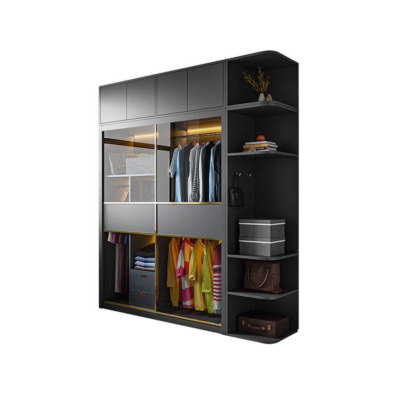 Mobile moderno mobile grigio mobile a specchio con porte di vetro