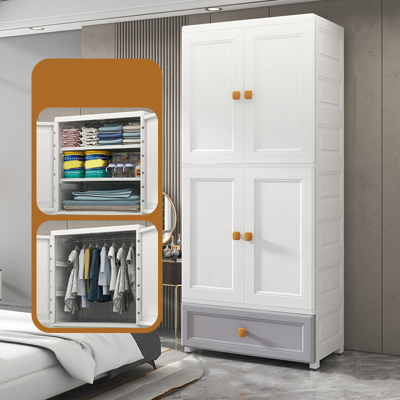 Bedroom Plastic Cabinet with Hinged Doors Matte Finish Modern Storage Cabinet