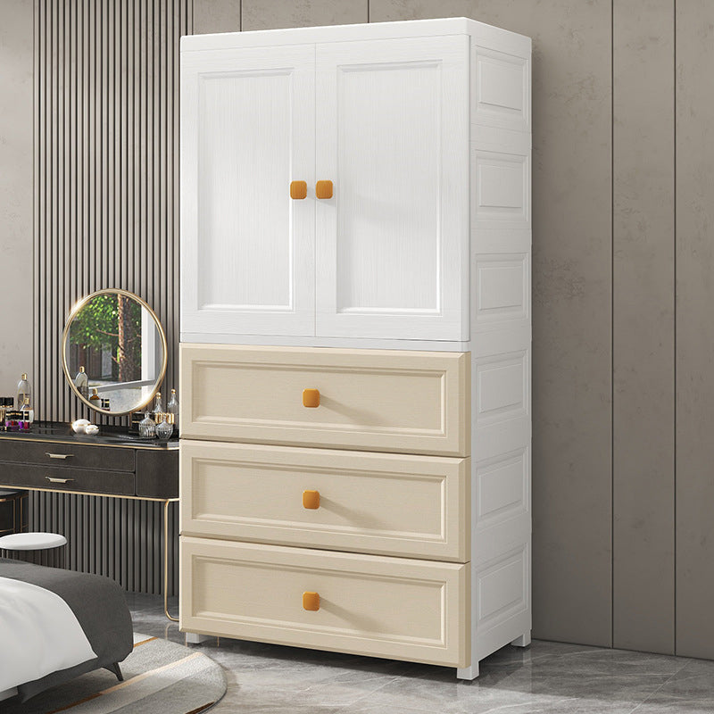 Bedroom Plastic Cabinet with Hinged Doors Matte Finish Modern Storage Cabinet