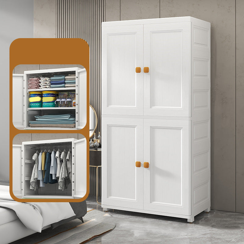 Bedroom Plastic Cabinet with Hinged Doors Matte Finish Modern Storage Cabinet