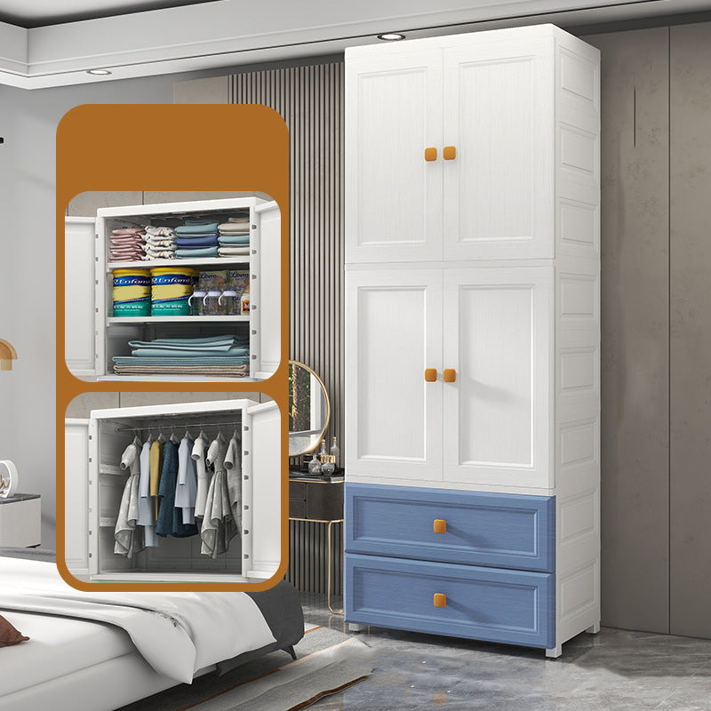 Bedroom Plastic Cabinet with Hinged Doors Matte Finish Modern Storage Cabinet