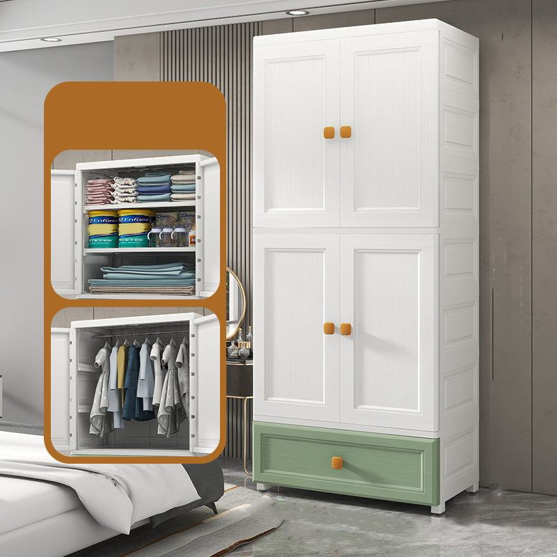 Bedroom Plastic Cabinet with Hinged Doors Matte Finish Modern Storage Cabinet