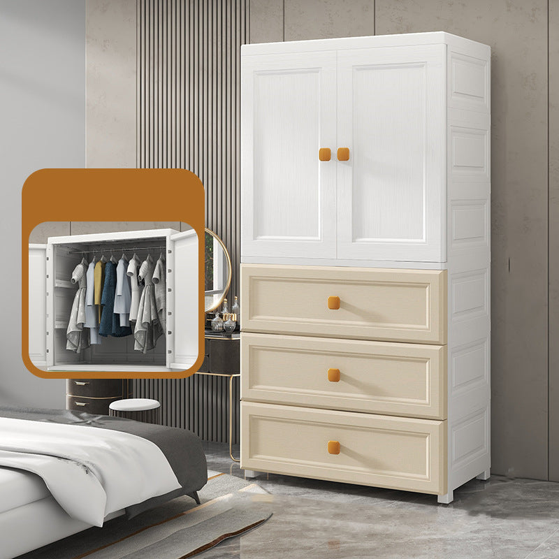 Bedroom Plastic Cabinet with Hinged Doors Matte Finish Modern Storage Cabinet