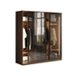 Brown Storage Cabinet with Glass Doors Contemporary Cabinet with Drawers