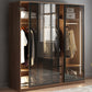 Brown Storage Cabinet with Glass Doors Contemporary Cabinet with Drawers