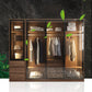 Brown Storage Cabinet with Glass Doors Contemporary Cabinet with Drawers