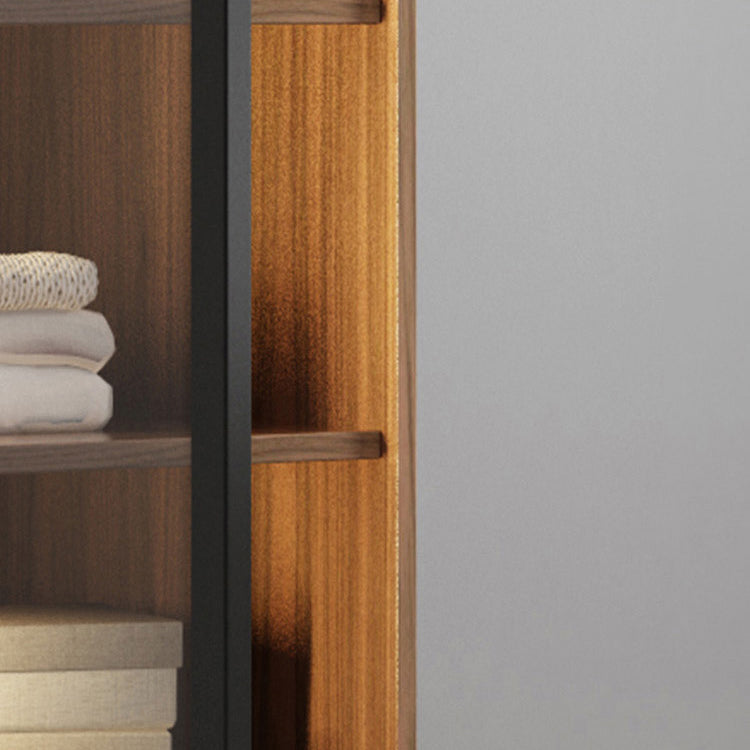 Brown Storage Cabinet with Glass Doors Contemporary Cabinet with Drawers