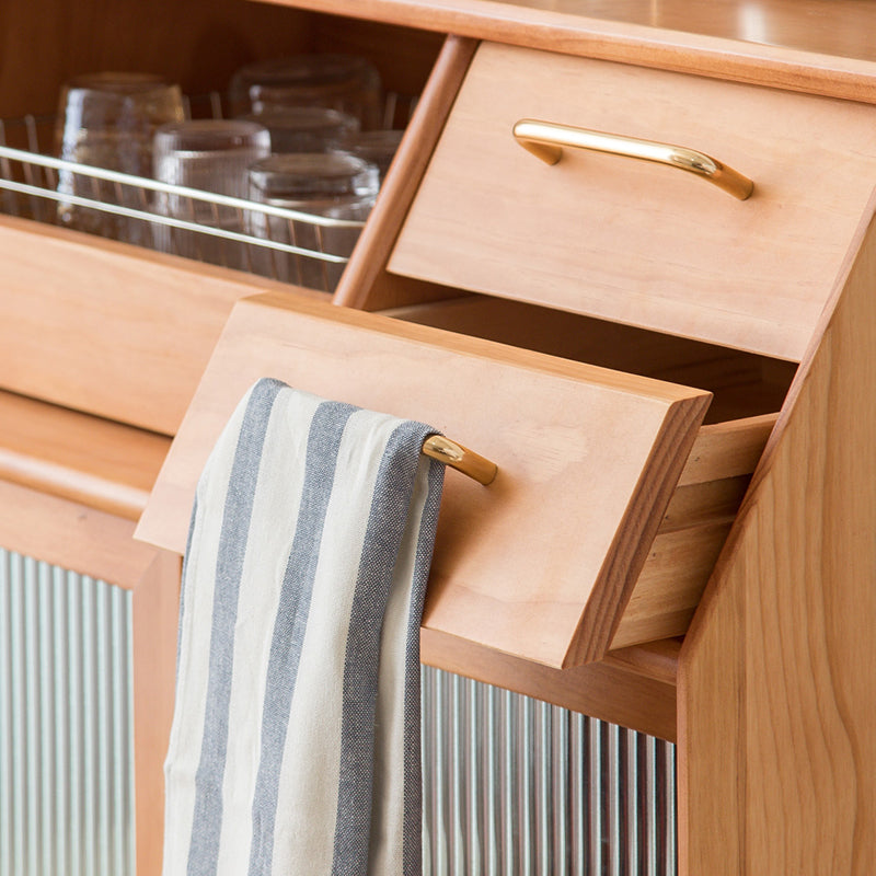 Pine Curio Curio Porte scorrevoli per la visualizzazione contemporanea con cassetti