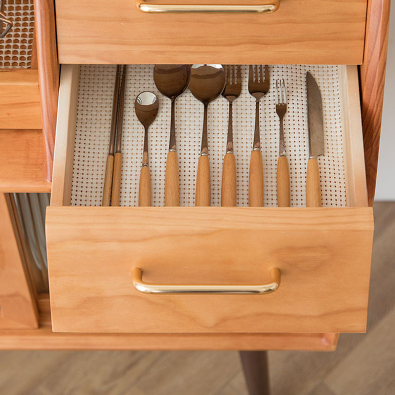 Pine Curio Curio Porte scorrevoli per la visualizzazione contemporanea con cassetti